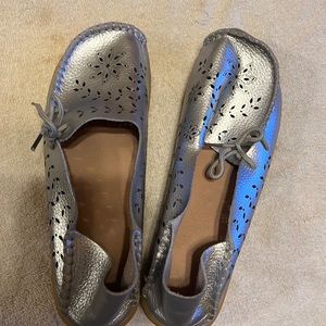 Silver metallic flats